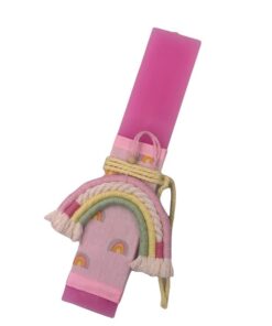 λαμπάδα μακραμέ ουράνιο τόξο