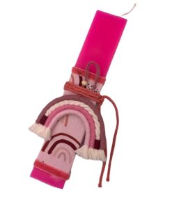 λαμπάδα μακραμέ ουράνιο τόξο