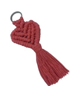 μακραμέ μπρελόκ καρδιά κοραλλί