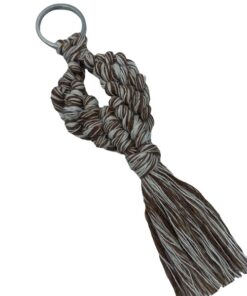 μακραμέ μπρελόκ φύλλο καφέ-εκρού