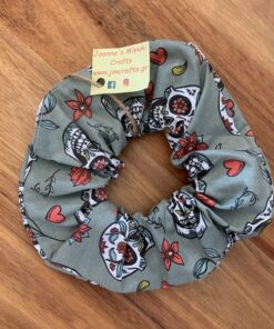 Scrunchie XL Νεκροκεφαλές χακί