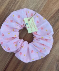 Scrunchie XL Πουλάκια σε ροζ