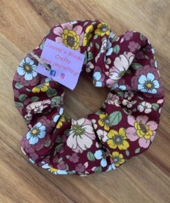 scrunchie λουλούδια μπορντό