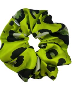 κίτρινο leopard σατέν scrunchie