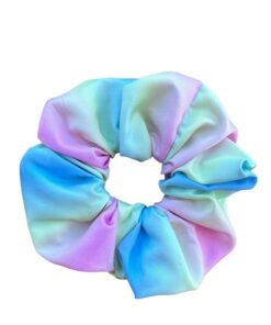 σατέν scrunchie ουράνιο τόξο παστέλ