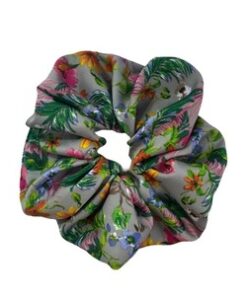 φλοράλ γκρι σατέν scrunchie
