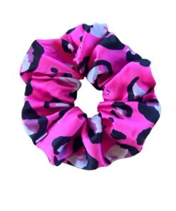 φούξια leopard σατέν scrunchie